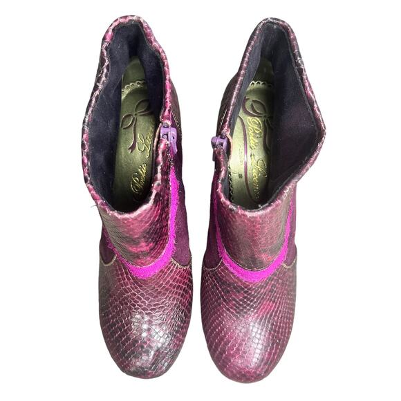 Vintage Ankle Booties Suede Leather Purple Snakeskin Boots Womens Size 6.5 - Picture 4 of 9